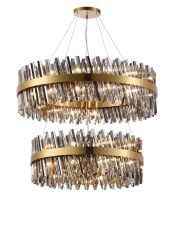 Modus 2 Tier 80cm + 1m Pendant, 24 + 32 Light G9, Brass/Smoke Item Weight: 53kg