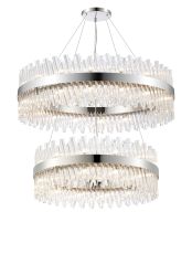 Modus 2 Tier 80cm + 1m Pendant, 24 + 32 Light G9, Polished Nickel/Clear Item Weight: 53kg