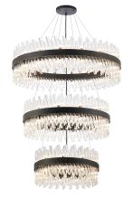 Modus 3 Tier 60cm + 80cm + 1m Pendant, 18 + 24 + 32 Light G9, Satin Black/Clear Item Weight: 70kg