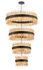 Modus 4 Tier 40cm + 60cm + 80cm + 1m Pendant, 10 + 18 + 24 + 32 Light G9, Satin Black/Amber Item Weight: 80kg