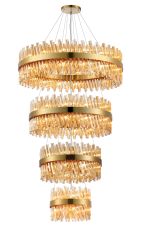 Modus 4 Tier 40cm + 60cm + 80cm + 1m Pendant, 10 + 18 + 24 + 32 Light G9, Brass/Amber Item Weight: 80kg