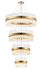 Modus 4 Tier 40cm + 60cm + 80cm + 1m Pendant, 10 + 18 + 24 + 32 Light G9, Brass/Clear Item Weight: 80kg