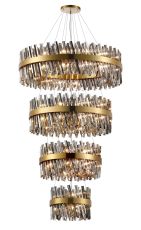 Modus 4 Tier 40cm + 60cm + 80cm + 1m Pendant, 10 + 18 + 24 + 32 Light G9, Brass/Smoke Item Weight: 80kg