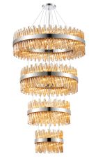 Modus 4 Tier 40cm + 60cm + 80cm + 1m Pendant, 10 + 18 + 24 + 32 Light G9, Polished Nickel/Amber Item Weight: 80kg