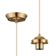 Mia 12cm Pendant Light (FRAME ONLY) 1.5m, 1 x E27, Brass / Pale Gold Braided Cable