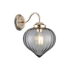 Mia Wall Light With Flower Bud Shade 1 x E27, French Gold/Smoke