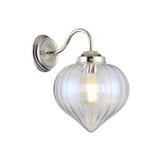 Mia Wall Light With Flower Bud Shade 1 x E27, Polished Nickel/Iridescent Faded