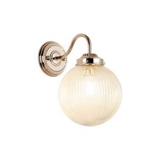 Mia Wall Light With 20cm Acorn Ribbed Glass, 1 x E27, French Gold/Clear