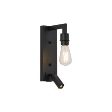 Isola Wall Lamp (FRAME ONLY) Without Shade, 1 Light E27 + Reading Light USB-A & USB-C 3W LED, 3000K, 270lm, Satin Black