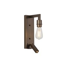 Isola Wall Lamp (FRAME ONLY) Without Shade, 1 Light E27 + Reading Light USB-A & USB-C 3W LED, 3000K, 270lm, Matt Bronze