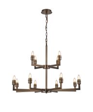 Isola Multi Arm 2 Tier Pendant (FRAME ONLY) Without Shade, 4 + 8 Light E27, Matt Bronze (ITEM REQUIRES CONSTRUCTION/CONNECTION)