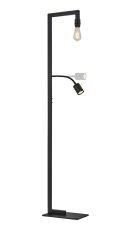 Isola Floor Lamp Over Arm Without Shade, 1 Light E27 + Reading 1 Light GU10, Satin Black