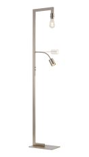 Isola Floor Lamp Over Arm Without Shade, 1 Light E27 + Reading 1 Light GU10, Satin Nickel