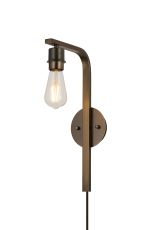 Isola Arc Plug-In Wall Light, (FRAME ONLY), 1 Light E27,Switched, C/W Braided Fabric Cable & Plug, Matt Bronze