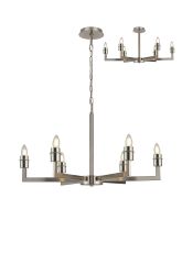 Isola 75cm Adjustable Multi Arm Pendant/Semi Ceiling (FRAME ONLY) Without Shade, 6 Light E27, c/w 1m Chain, Satin Nickel