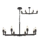 Isola 95cm Adjustable Multi Arm Pendant/Semi Ceiling (FRAME ONLY) Without Shade, 8 Light E27, c/w 1.5m Chain, Satin Black