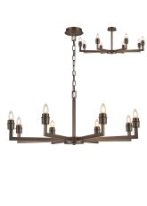 Isola 95cm Adjustable Multi Arm Pendant/Semi Ceiling (FRAME ONLY) Without Shade, 8 Light E27, c/w 1.5m Chain, Matt Bronze