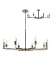 Isola 95cm Adjustable Multi Arm Pendant/Semi Ceiling (FRAME ONLY) Without Shade, 8 Light E27, c/w 1.5m Chain, Satin Nickel