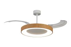 Niseko Fan L 62cm 40W LED Dimmable Ceiling Light With Built-In 40W DC Fan, 2700-5000K Remote Control, 4400lm, White/Wood, 5yrs Warranty