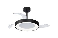Niseko Fan M 49cm 50W LED Dimmable Ceiling Light With Built-In 30W DC Fan, 2700-5000K Remote Control, 5500lm, Black, 5yrs Warranty