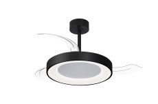 Niseko Fan S 40cm 45W LED Dimmable Ceiling Light With Built-In 25W DC Fan, 2700-5000K Remote Control, 5000lm, Black, 5yrs Warranty