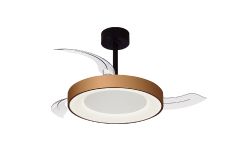 Niseko Fan S 40cm 45W LED Dimmable Ceiling Light With Built-In 25W DC Fan, 2700-5000K Remote Control, 5000lm, Gold/Black, 5yrs Warranty
