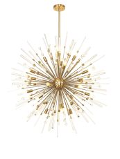 Noon 125cm Pendant 20 Light E14 Antique Gold/Clear Glass Item Weight: 17.3kg