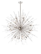 Noon 125cm Pendant 20 Light E14 Polished Nickel/Clear Glass Item Weight: 17.3kg
