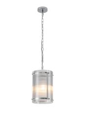Bruschetta 20.5cm Pendant, 1 Light E27, Polished Chrome / Narrow Ribbed Clear (B) Glass