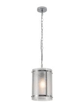 Bruschetta 20.5cm Pendant, 1 Light E27, Polished Chrome / Seeded Clear (E) Glass