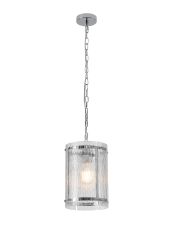 Bruschetta 20.5cm Pendant, 1 Light E27, Polished Chrome / Rippled Clear (F) Glass