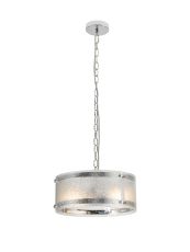 Bruschetta 35cm Pendant, 2 Light E27, Polished Chrome / Seeded Clear (E) Glass