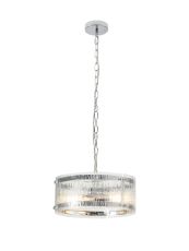 Bruschetta 35cm Pendant, 2 Light E27, Polished Chrome / Rippled Clear (F) Glass