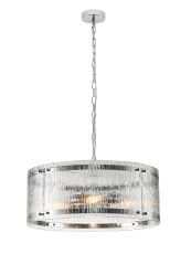 Bruschetta 56.5cm Pendant, 4 Light E27, Polished Chrome / Rippled Clear (F) Glass