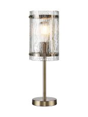 Bruschetta Table Lamp, 1 Light E27, Antique Brass / Rippled Clear (F) Glass