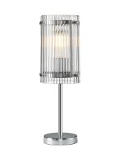 Bruschetta Table Lamp, 1 Light E27, Polished Chrome / Wide Ribbed Clear (C) Glass