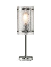 Bruschetta Table Lamp, 1 Light E27, Polished Chrome / Seeded Clear (E) Glass