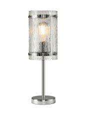 Bruschetta Table Lamp, 1 Light E27, Polished Chrome / Rippled Clear (F) Glass