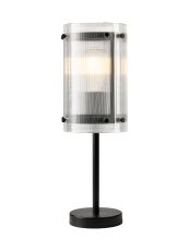 Bruschetta Table Lamp, 1 Light E27, Matt Black / Narrow Ribbed Clear (B) Glass