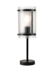 Bruschetta Table Lamp, 1 Light E27, Matt Black / Seeded Clear (E) Glass