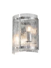Bruschetta Wall Light, 2 Light E27, Polished Chrome / Rippled Clear (F) Glass