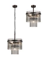 Filo 30cm Pendant/Semi Ceiling 4 Light E14, Brown Oxide/Smoke Glass Rods