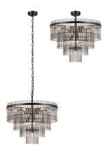 Filo 60cm Pendant/Semi Ceiling 10 Light E14, Brown Oxide/Smoke Glass Rods