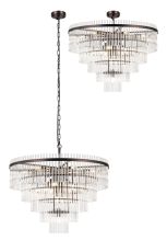 Filo 77cm Pendant/Semi Ceiling 15 Light E14, Brown Oxide/Clear Glass Rods