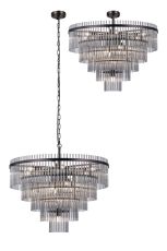 Filo 77cm Pendant/Semi Ceiling 15 Light E14, Brown Oxide/Smoke Glass Rods