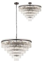 Filo 96cm Pendant/Semi Ceiling 22 Light E14, Brown Oxide/Clear Glass Rods
