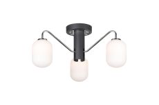Novo 49cm Semi-Flush Ceiling Light, 3 x G9, Graphite/Chrome/Opal Smooth Tubular Glass