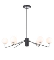 Novo 87cm Multi Height Pendant, 6 x G9, Graphite/Chrome/Opal Smooth Round Glass