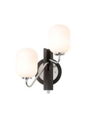 Novo Wall Light Switched, 2 x G9, Graphite/Chrome/Opal Smooth Tubular Glass