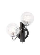 Novo Wall Light Switched, 2 x G9, Graphite/Chrome/Clear Dune Effect Round Glass